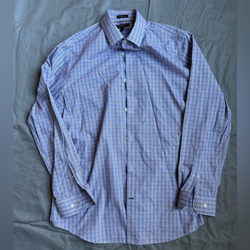 Banana Republic Camden Fit Blue and Red Plaid Button Down Shirt, size L